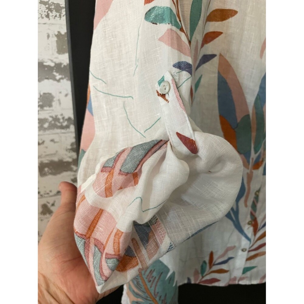 Cynthia Rowley Linen Tunic Shirt Tropical Print Swim Cover Up OS - Picture 6 of 7